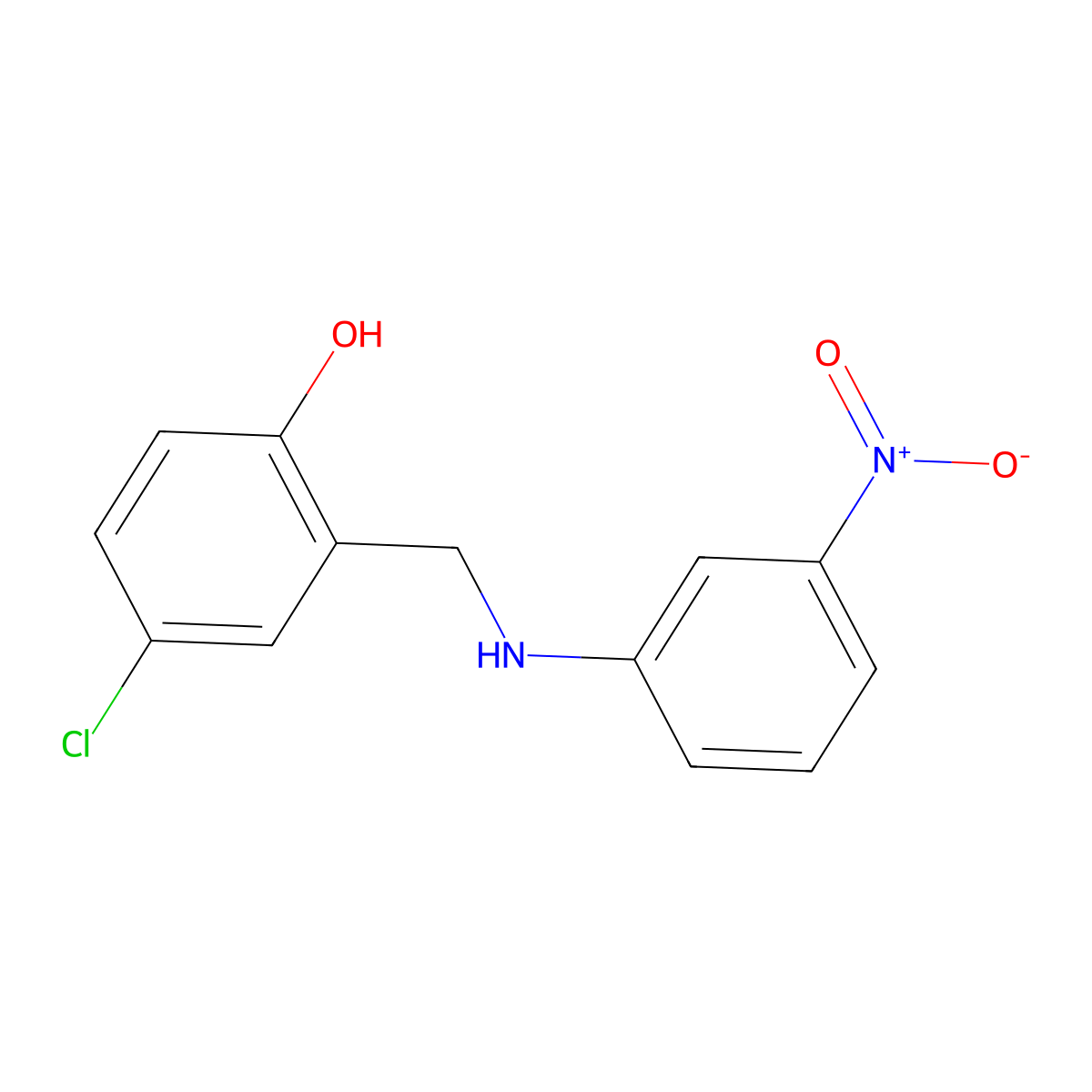 4-Chloro-2-((3-nitroanilino)methyl)phenol molecular structure, CAS 763132-60-1