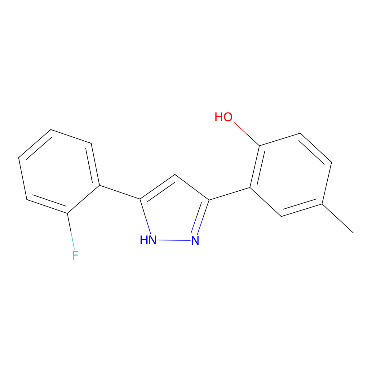 2-[5-(2-fluorophenyl)-1H-pyrazol-3-yl]-4-methylphenol molecular structure, CAS 763132-72-5