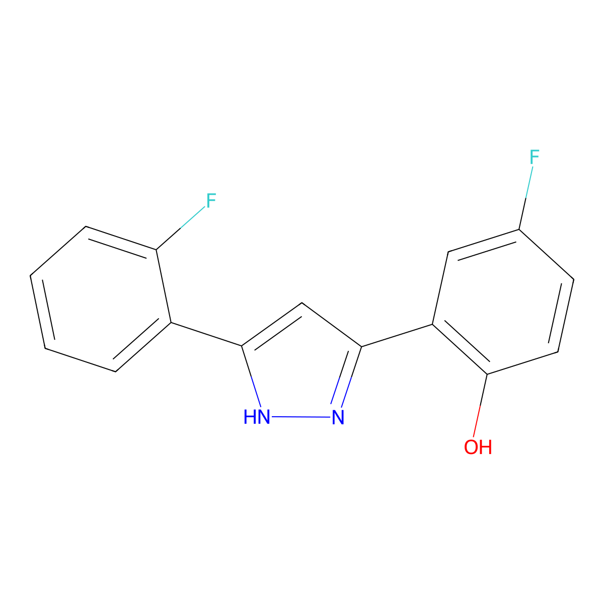 4-fluoro-2-[5-(2-fluorophenyl)-1H-pyrazol-3-yl]phenol molecular structure, CAS 763133-77-3