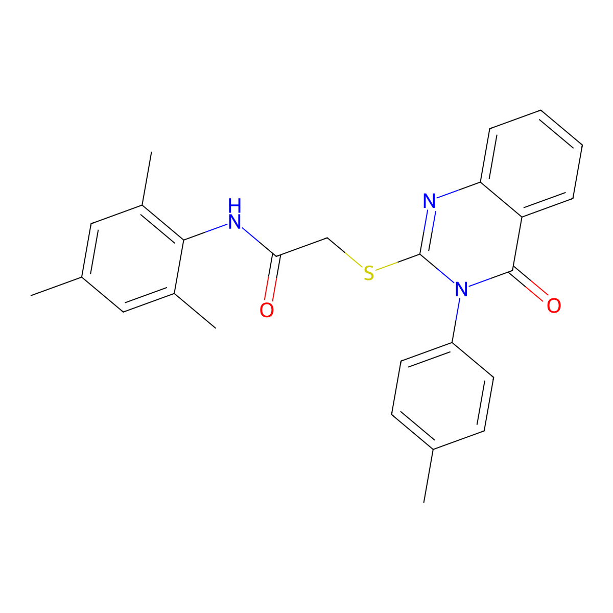 N-Mesityl-2-((3-(4-methylphenyl)-4-oxo-3,4-dihydro-2-quinazolinyl)thio)acetamide molecular structure, CAS 763136-07-8