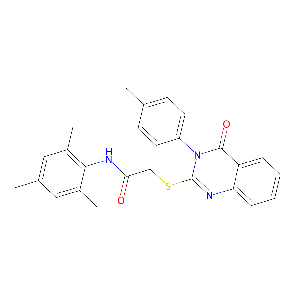 N-Mesityl-2-((3-(4-methylphenyl)-4-oxo-3,4-dihydro-2-quinazolinyl)thio)acetamide molecular structure, CAS 763136-07-8