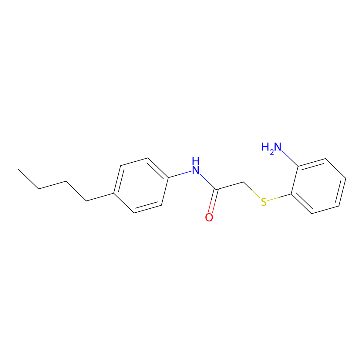 2-((2-Aminophenyl)thio)-N-(4-butylphenyl)acetamide molecular structure, CAS 763137-77-5