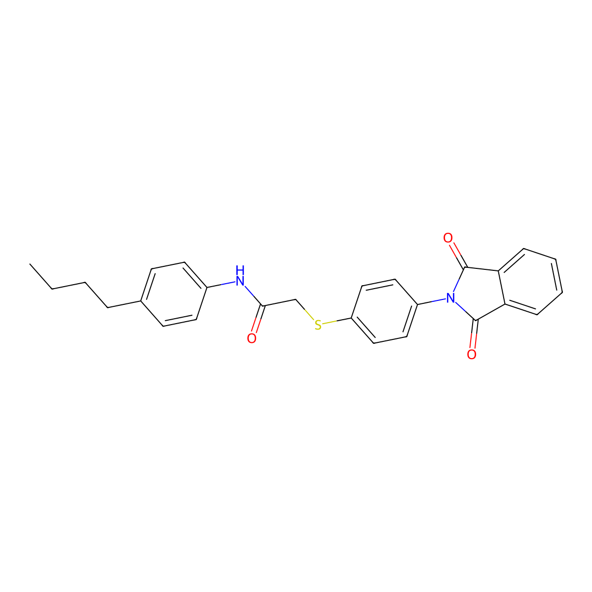 N-(4-BU-PH)-2-((4-(1,3-Dioxo-1,3-dihydro-2H-isoindol-2-YL)PH)thio)acetamide molecular structure, CAS 763138-79-0