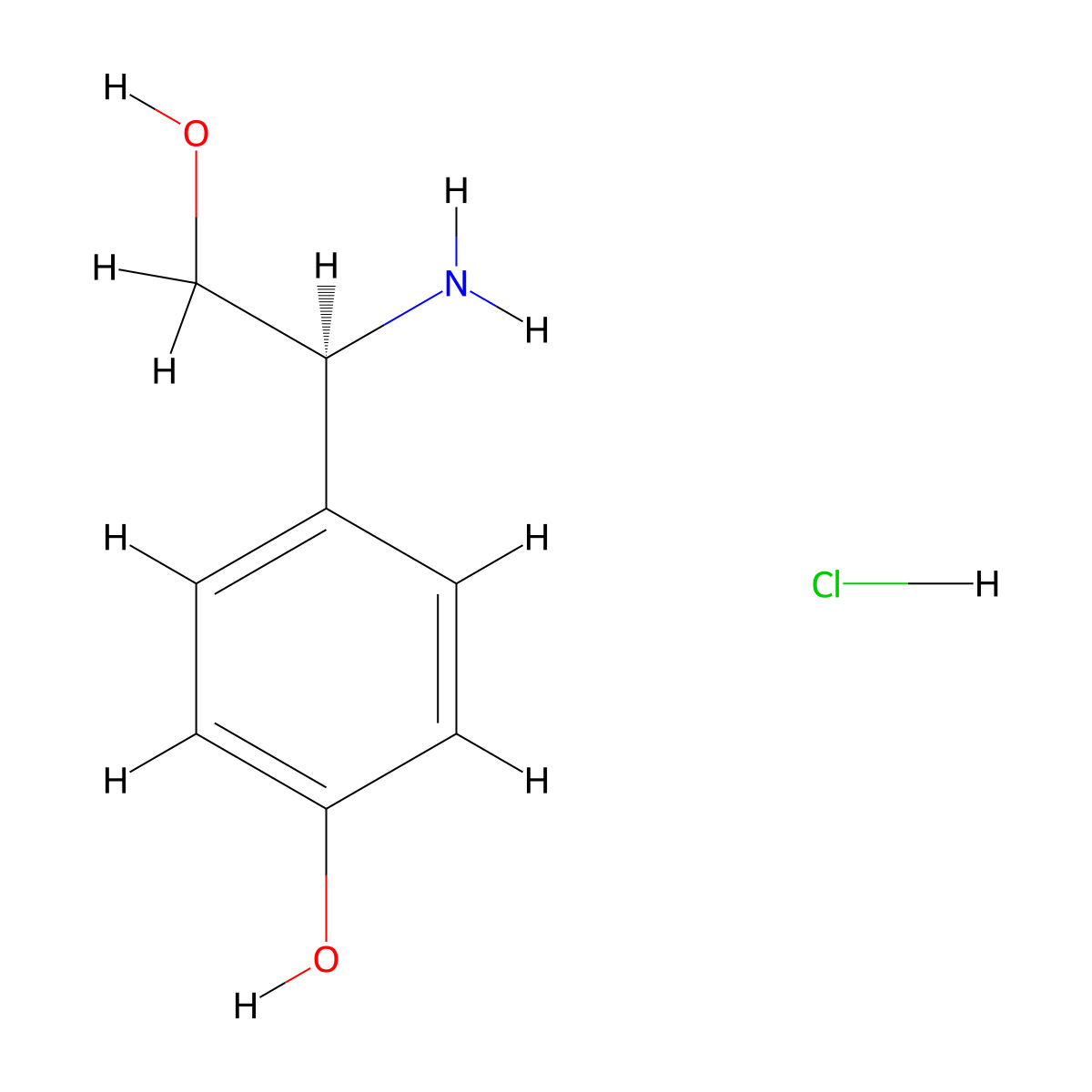 (S)-4-(1-Amino-2-hydroxyethyl)phenol hydrochloride molecular structure, CAS 763139-04-4