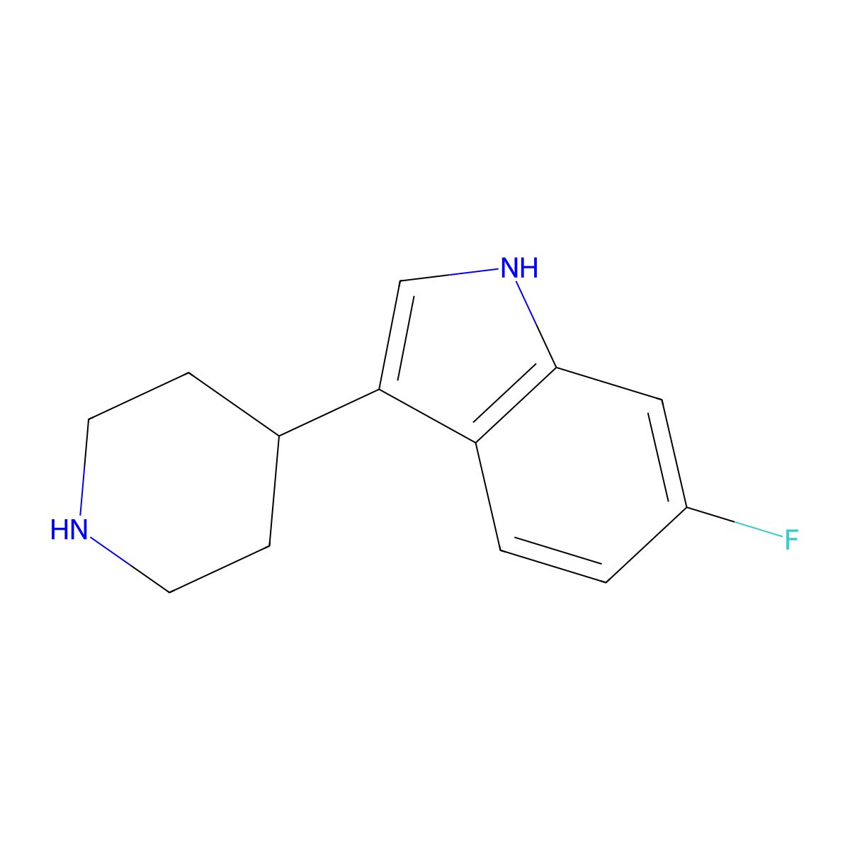 6-fluoro-3-(piperidin-4-yl)-1H-indole molecular structure, CAS 76315-55-4