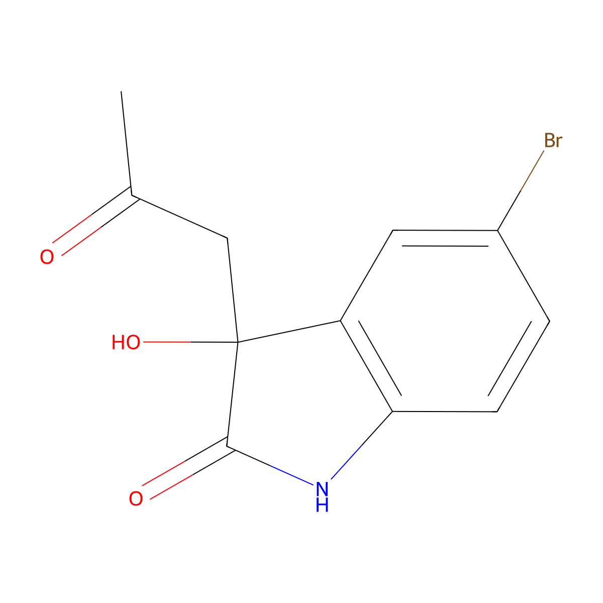 5-Bromo-1,3-dihydro-3-hydroxy-3-(2-oxopropyl)-2H-indol-2-one molecular structure, CAS 76325-66-1