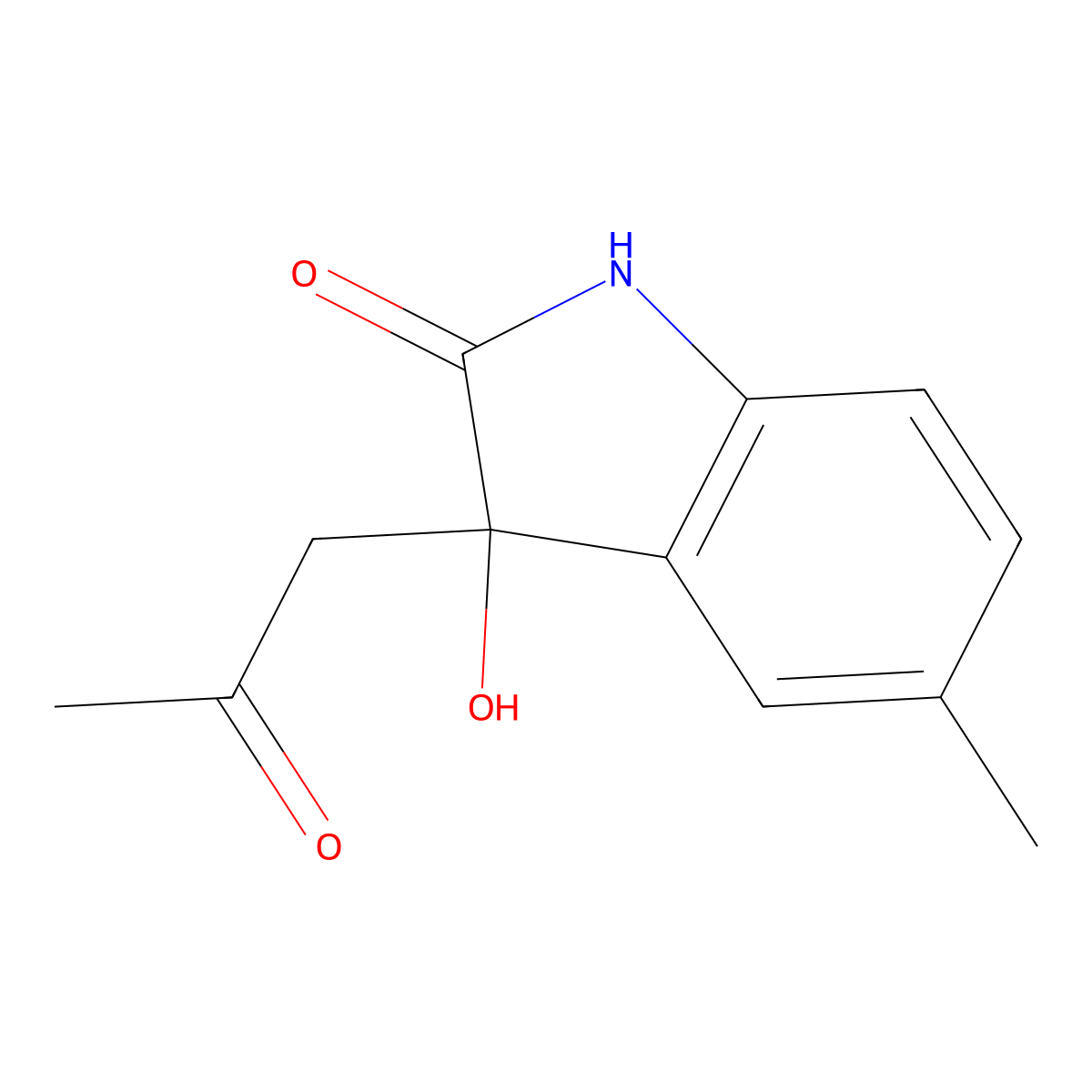 3-Hydroxy-5-methyl-3-(2-oxopropyl)indolin-2-one molecular structure, CAS 76325-70-7