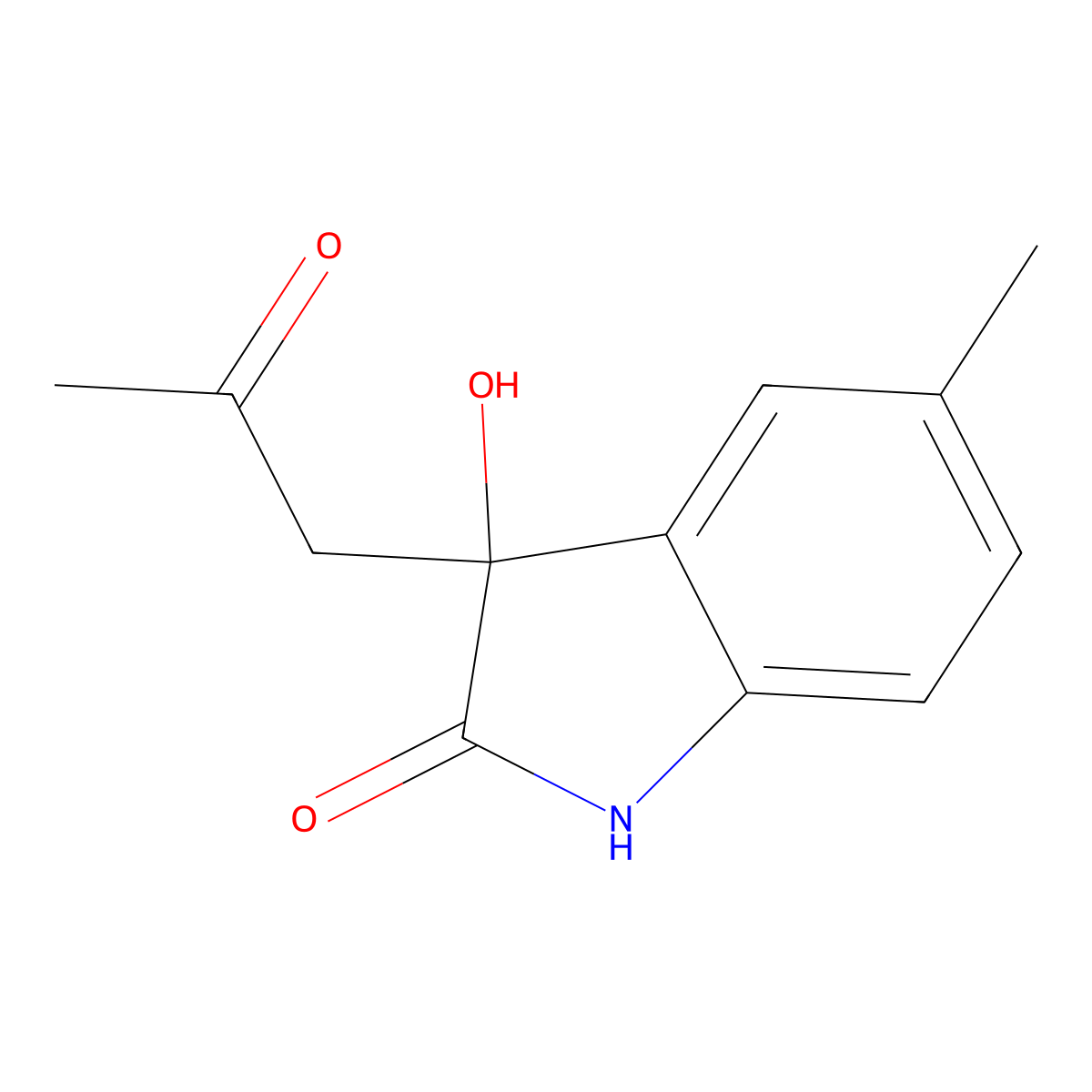 3-Hydroxy-5-methyl-3-(2-oxopropyl)indolin-2-one molecular structure, CAS 76325-70-7