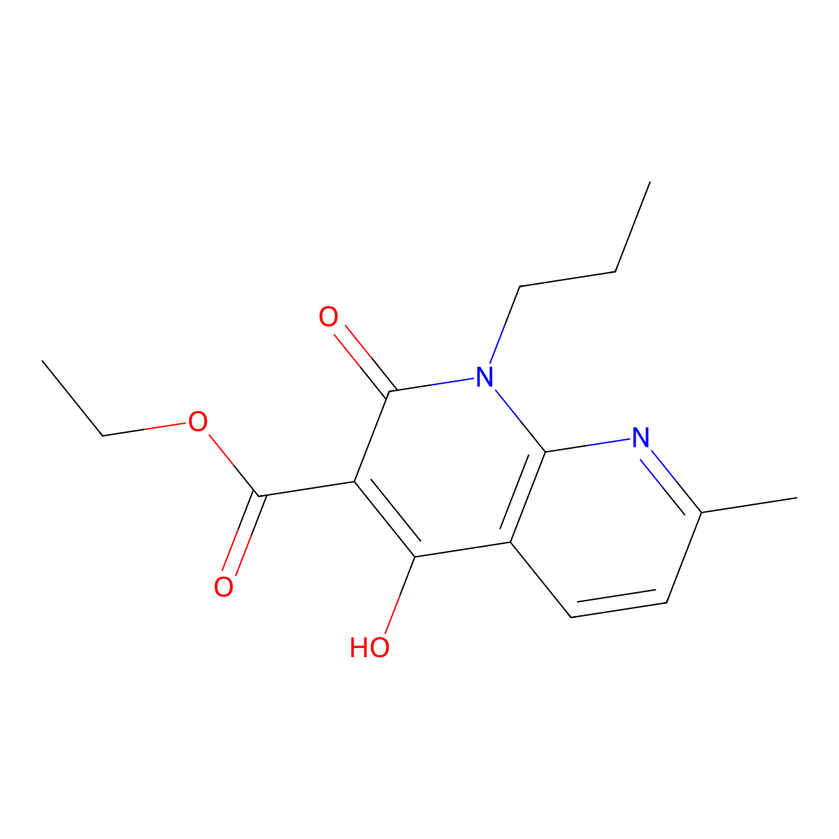 Ethyl 4-hydroxy-7-methyl-2-oxo-1-propyl-1,2-dihydro-1,8-naphthyridine-3-carboxylate molecular structure, CAS 76336-00-0