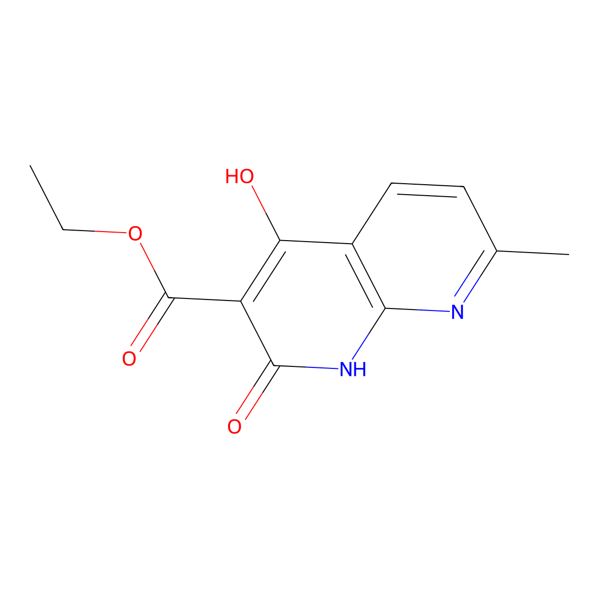Ethyl 4-hydroxy-7-methyl-2-oxo-1,2-dihydro-1,8-naphthyridine-3-carboxylate molecular structure, CAS 76336-15-7