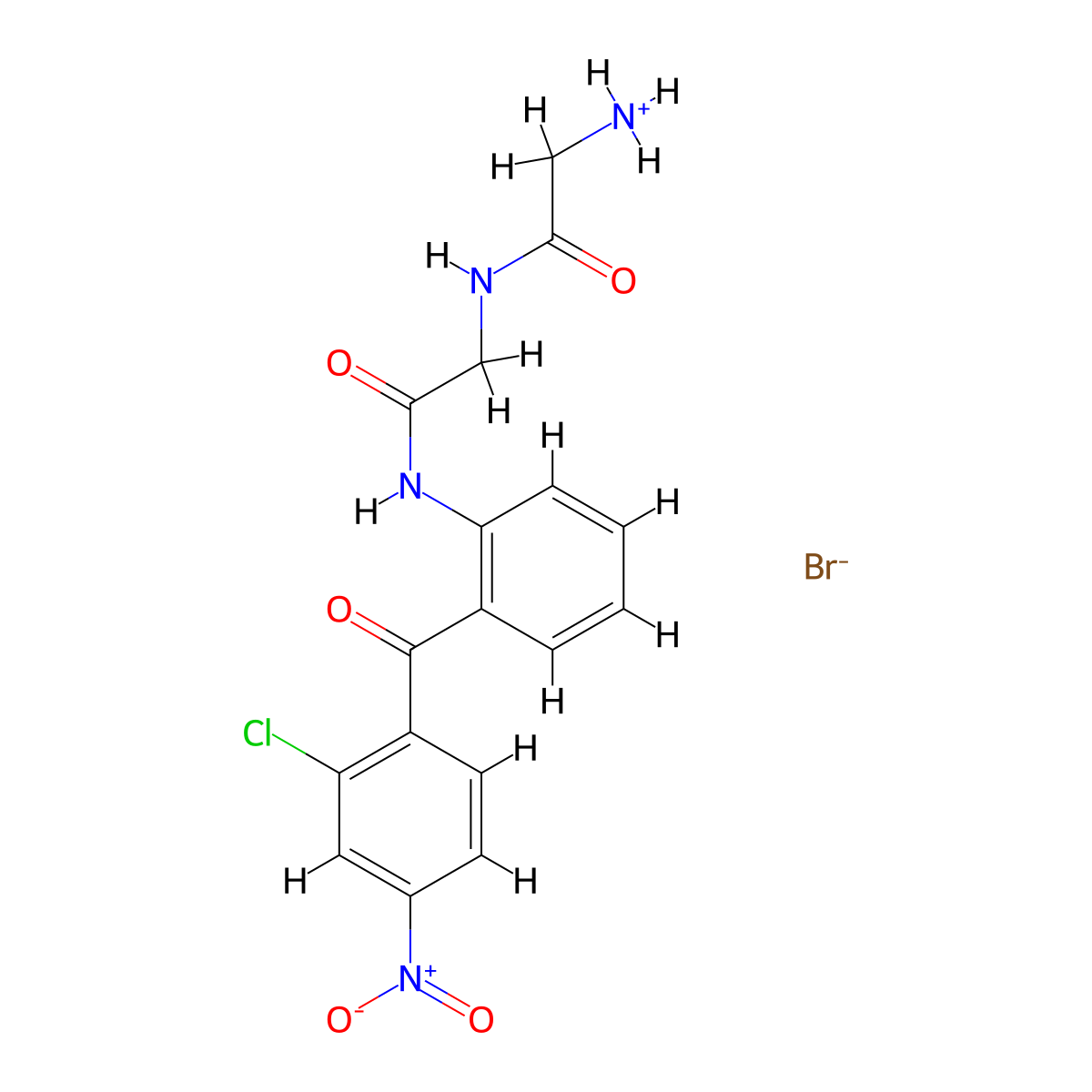 Acetanilide, 2-(2-aminoacetamido)-2'-(o-chlorobenzoyl)-4'-nitro-, hydrobromide molecular structure, CAS 76337-90-1