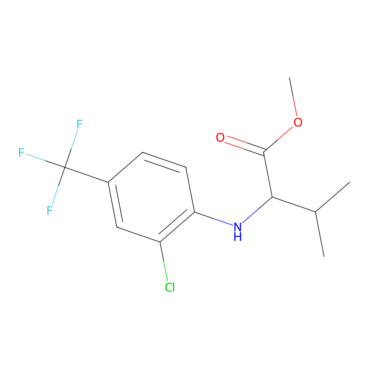 Valine, N-(2-chloro-4-(trifluoromethyl)phenyl)-, methyl ester molecular structure, CAS 76338-71-1