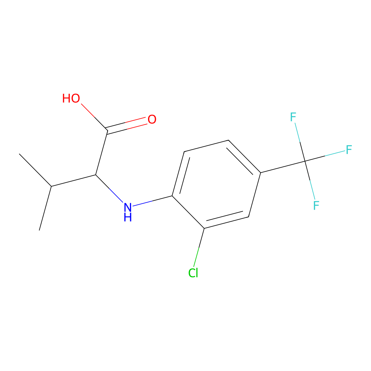 2-{[2-Chloro-4-(trifluoromethyl)phenyl]amino}-3-methylbutanoic acid molecular structure, CAS 76338-73-3