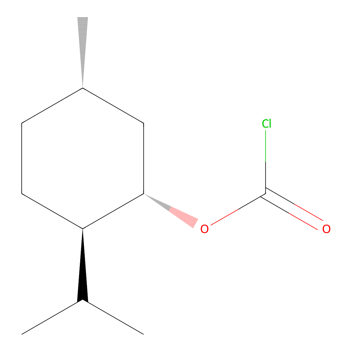 Carbonochloridic acid, 5-methyl-2-(1-methylethyl)cyclohexyl ester, (1S,2R,5S)- molecular structure, CAS 7635-54-3