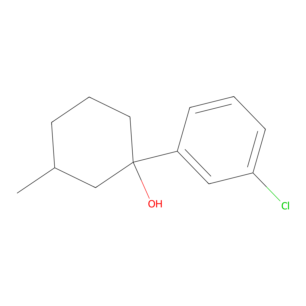 1-(3-Chlorophenyl)-3-methylcyclohexan-1-ol molecular structure, CAS 76350-79-3