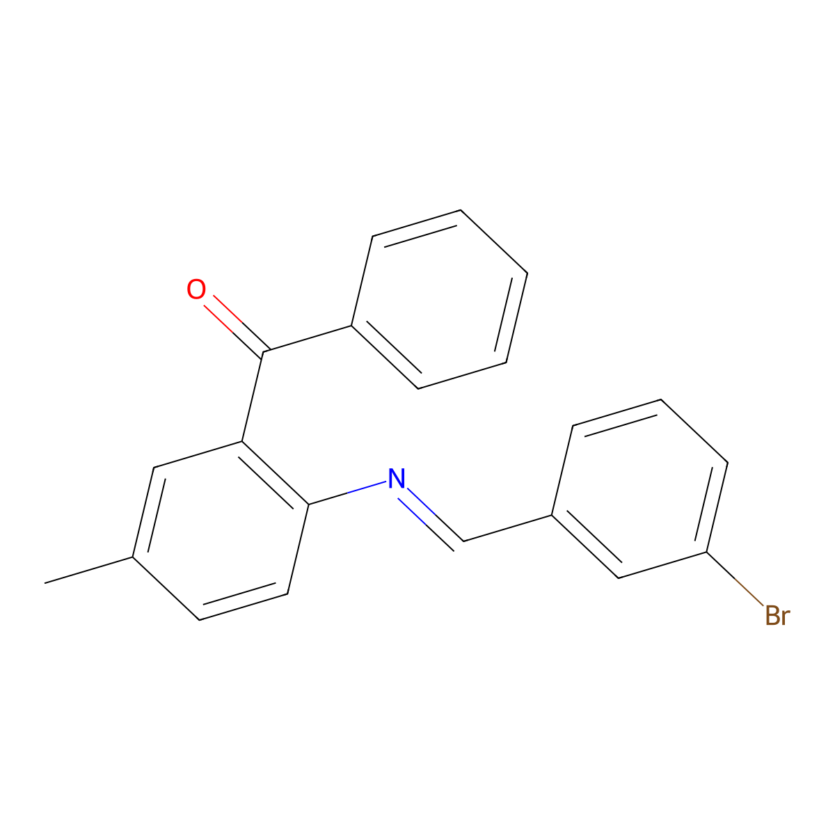 {2-[(3-Bromobenzylidene)amino]-5-methylphenyl}(phenyl)methanone molecular structure, CAS 76353-90-7