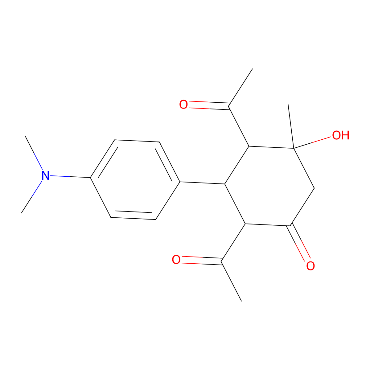 2,4-Diacetyl-3-[4-(dimethylamino)phenyl]-5-hydroxy-5-methylcyclohexanone molecular structure, CAS 76354-26-2
