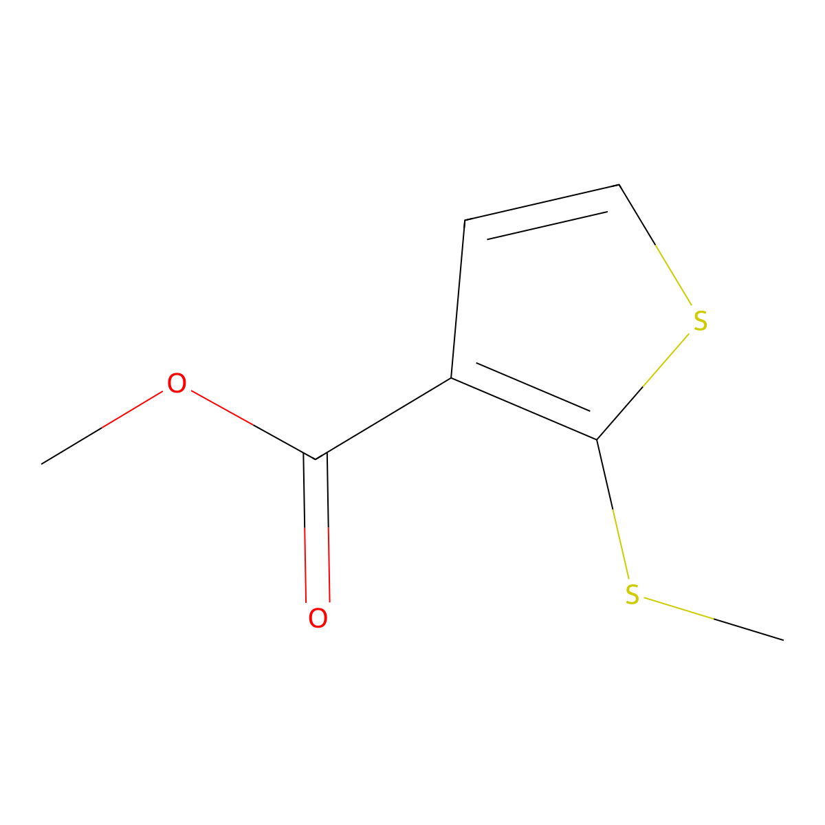 Methyl 2-(methylthio)thiophene-3-carboxylate molecular structure, CAS 76360-40-2