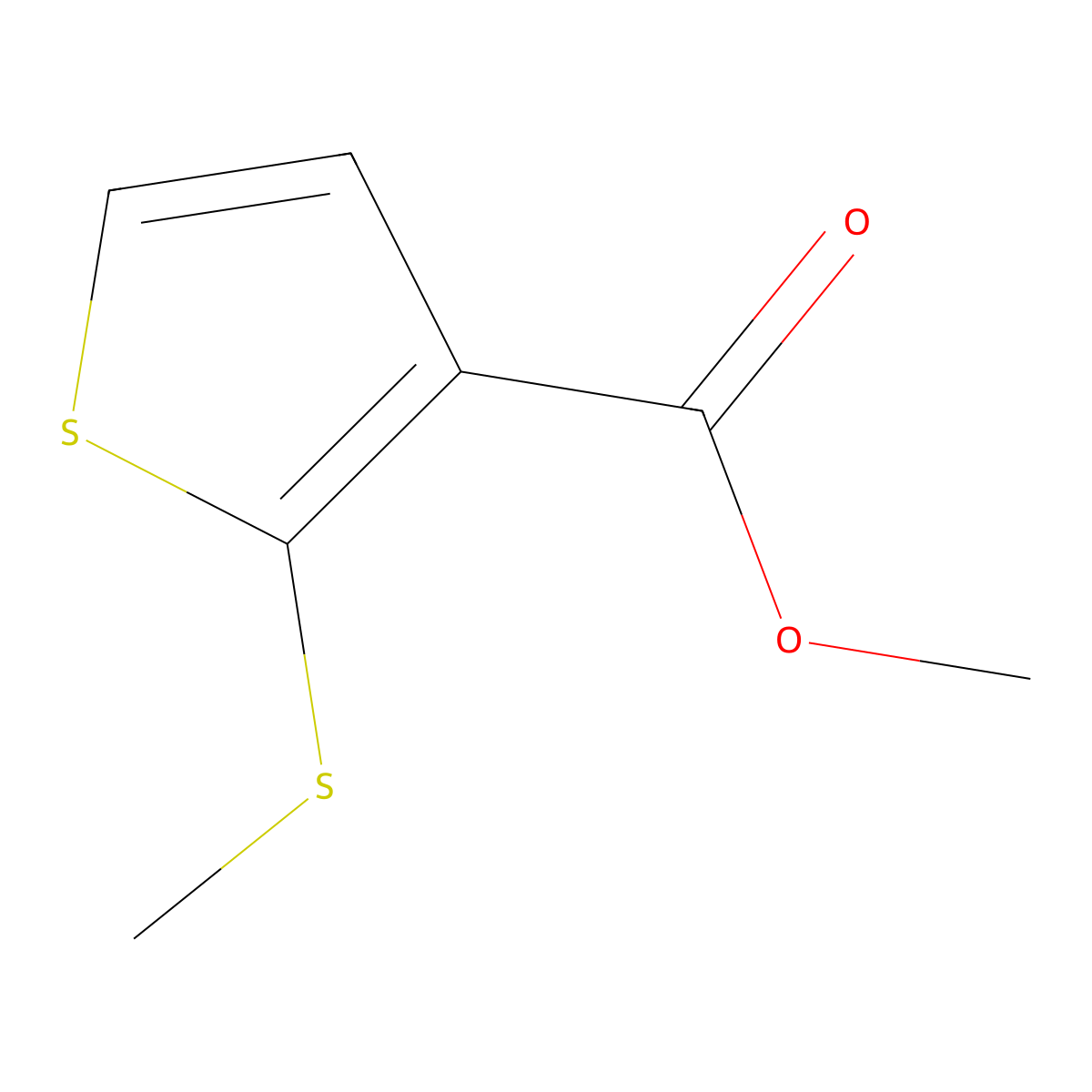 Methyl 2-(methylthio)thiophene-3-carboxylate molecular structure, CAS 76360-40-2