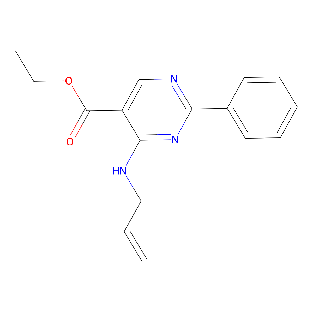 Ethyl 4-(allylamino)-2-phenyl-5-pyrimidinecarboxylate molecular structure, CAS 76360-64-0