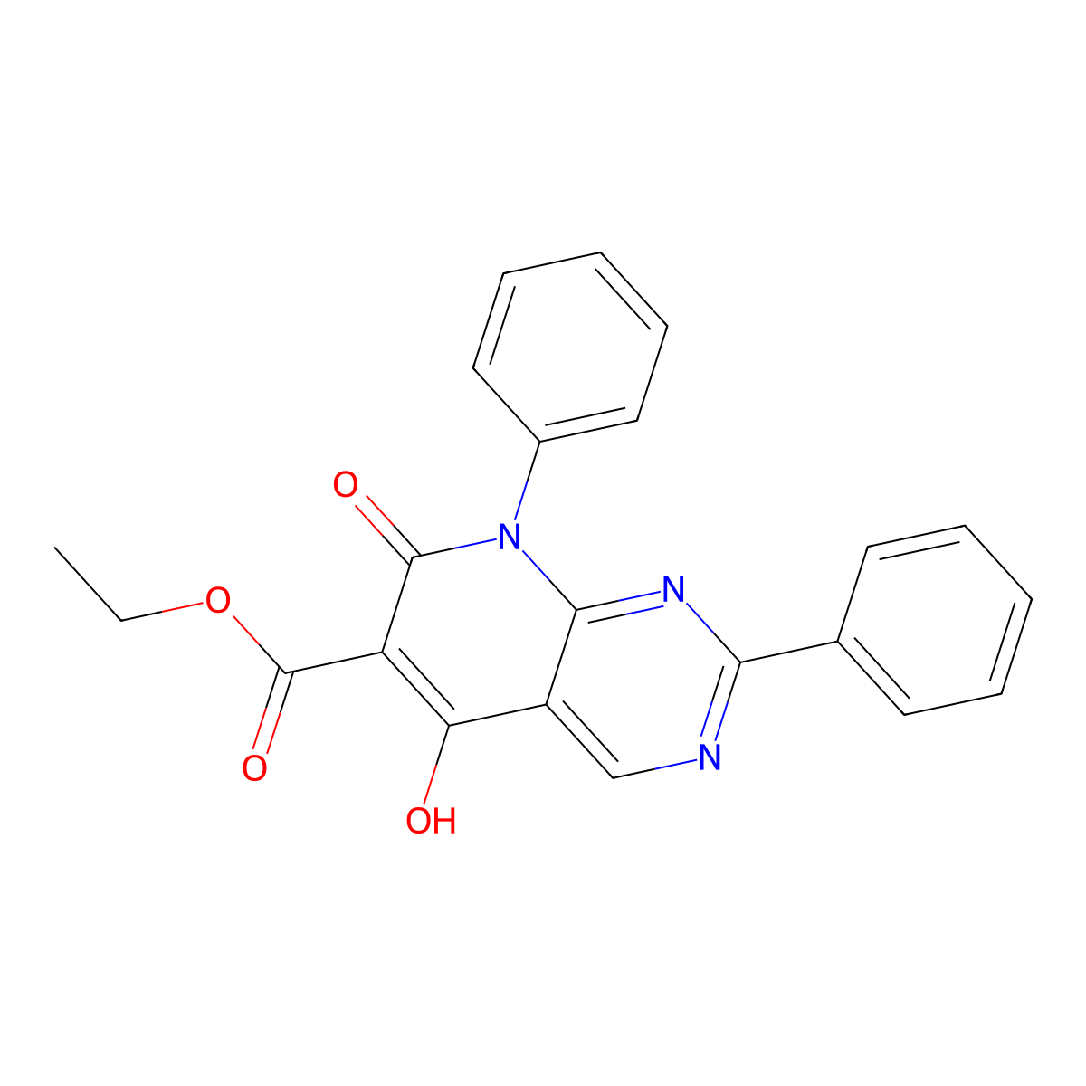 Ethyl 5-hydroxy-7-oxo-2,8-diphenyl-7,8-dihydropyrido[2,3-d]pyrimidine-6-carboxylate molecular structure, CAS 76360-75-3
