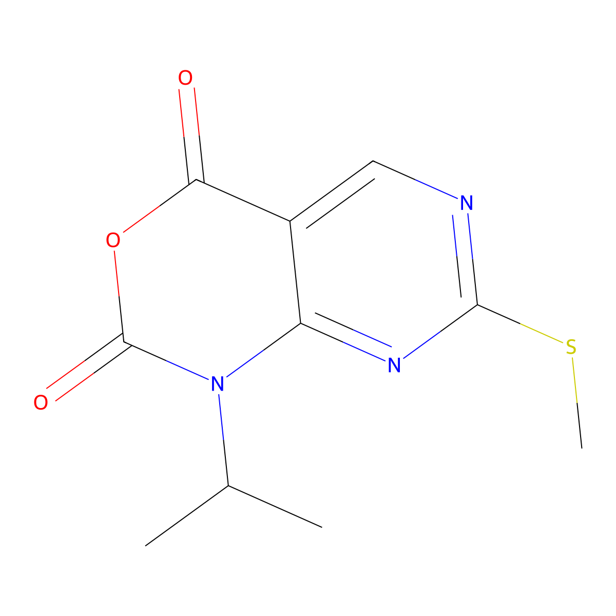 1-isopropyl-7-(methylthio)-1H-pyrimido[4,5-d][1,3]oxazine-2,4-dione molecular structure, CAS 76360-89-9