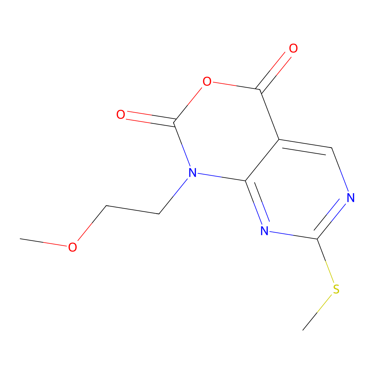 1-(2-methoxyethyl)-7-(methylthio)-1H-pyrimido[4,5-d][1,3]oxazine-2,4-dione molecular structure, CAS 76360-93-5