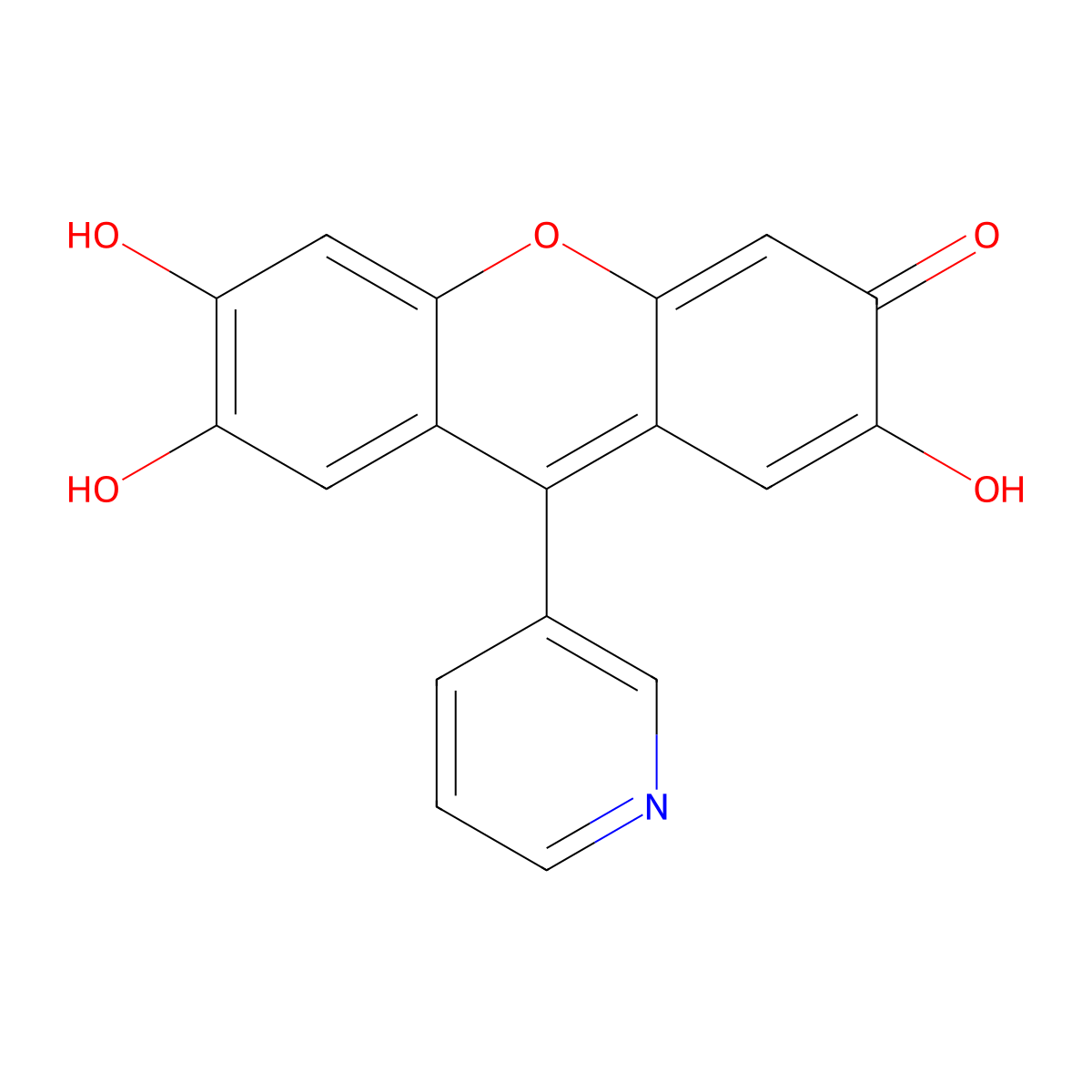 2,6,7-Trihydroxy-9-(3-pyridyl)-3H-xanthen-3-one molecular structure, CAS 7638-44-0