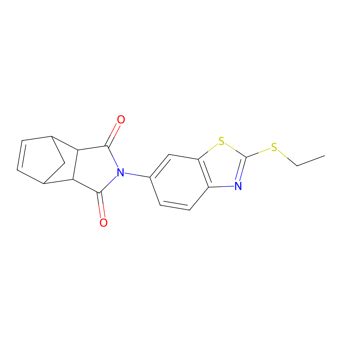 2-(2-(ethylthio)benzo[d]thiazol-6-yl)-3a,4,7,7a-tetrahydro-1H-4,7-methanoisoindole-1,3(2H)-dione molecular structure, CAS 76382-90-6