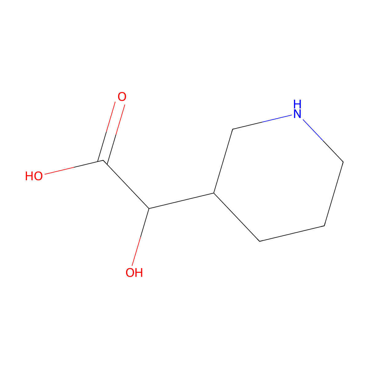 2-Hydroxy-2-(piperidin-3-yl)acetic acid molecular structure, CAS 763876-18-2