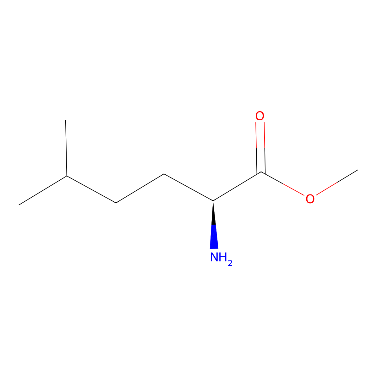 Methyl (2S)-2-amino-5-methylhexanoate molecular structure, CAS 763877-90-3