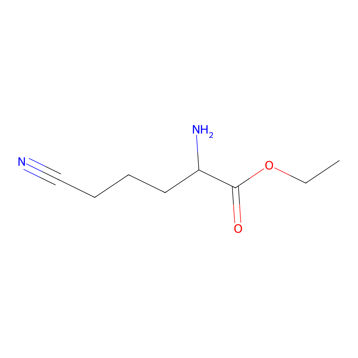 Ethyl 2-amino-5-cyanopentanoate molecular structure, CAS 763883-57-4