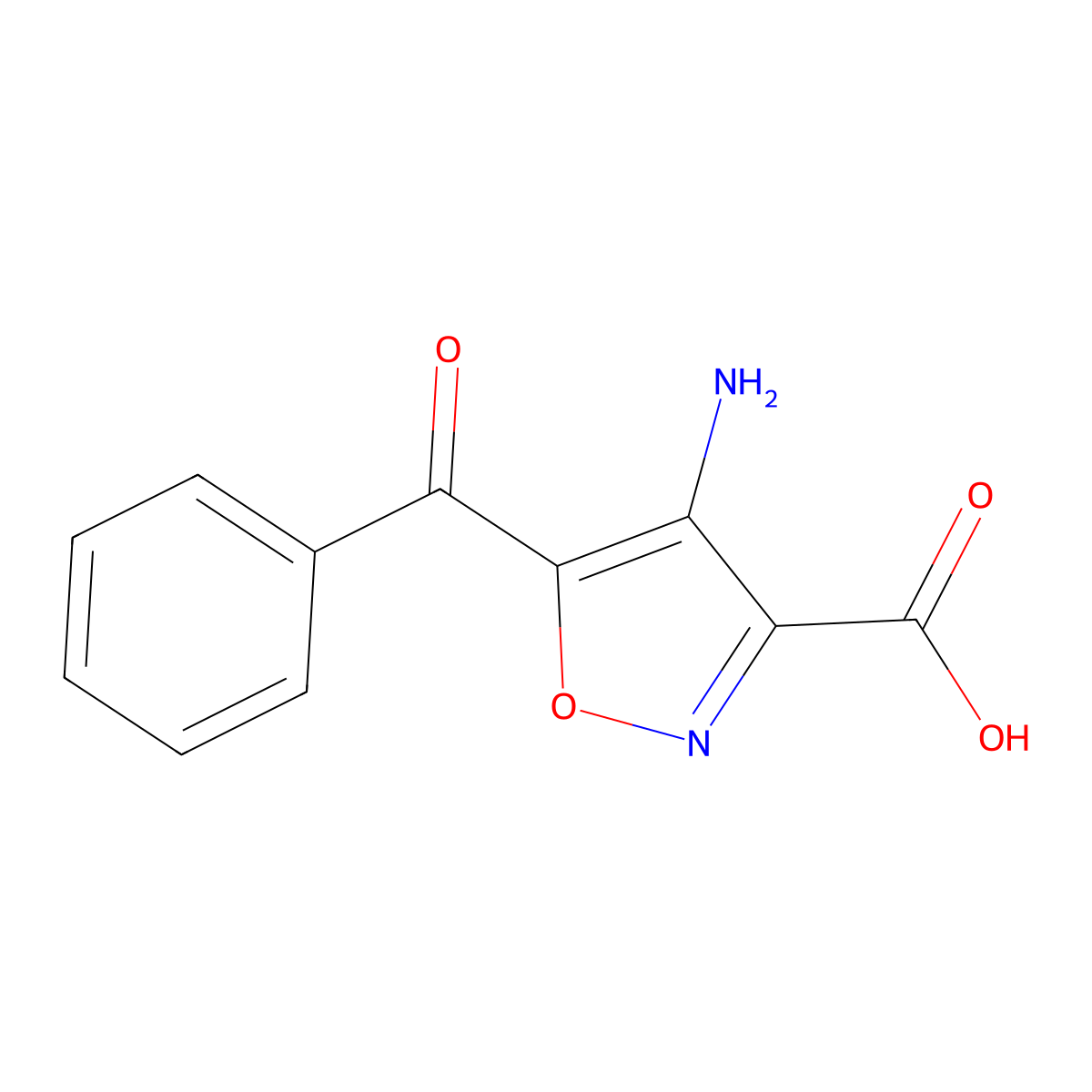 4-Amino-5-benzoyl-3-isoxazolecarboxylic acid molecular structure, CAS 76390-65-3