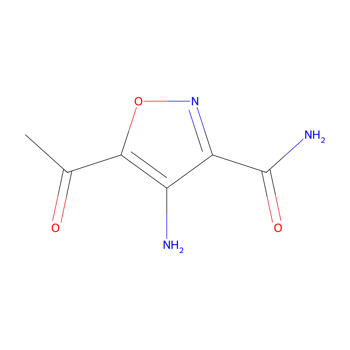 5-Acetyl-4-amino-1,2-oxazole-3-carboxamide molecular structure, CAS 76390-73-3
