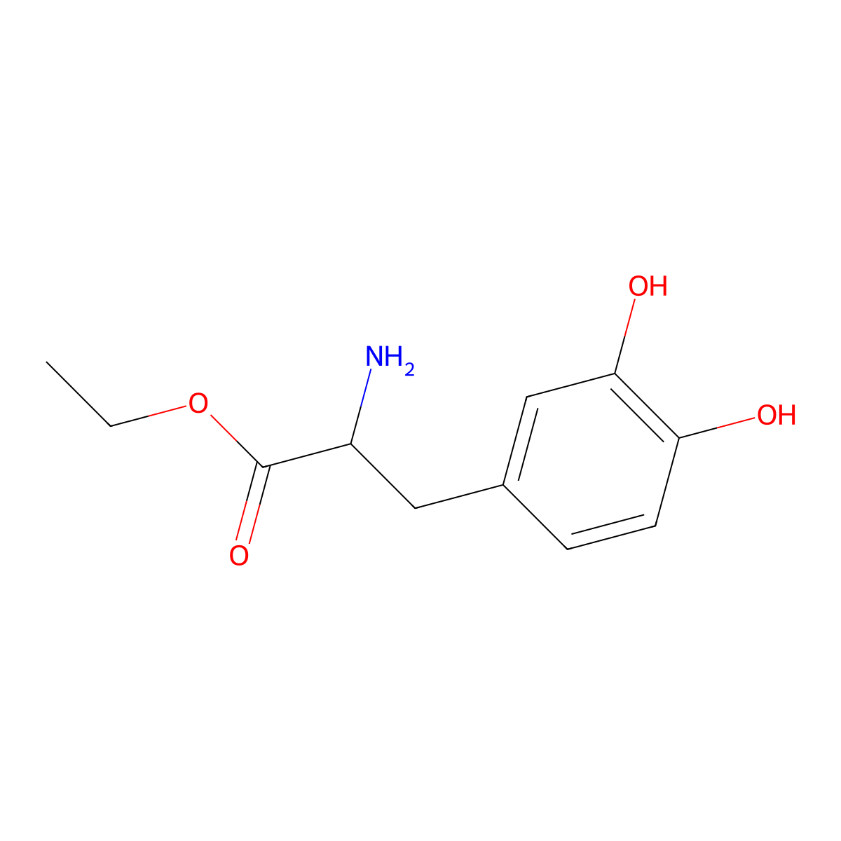 (S)-Ethyl 2-amino-3-(3,4-dihydroxyphenyl)propanoate molecular structure, CAS 763906-29-2