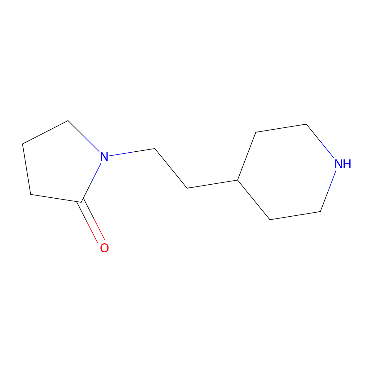 1-(2-(4-Piperidinyl)ethyl)-2-pyrrolidinone molecular structure, CAS 763908-64-1