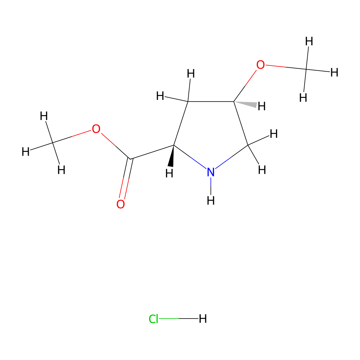 methyl (2S,4R)-4-methoxypyrrolidine-2-carboxylate hydrochloride molecular structure, CAS 76391-36-1