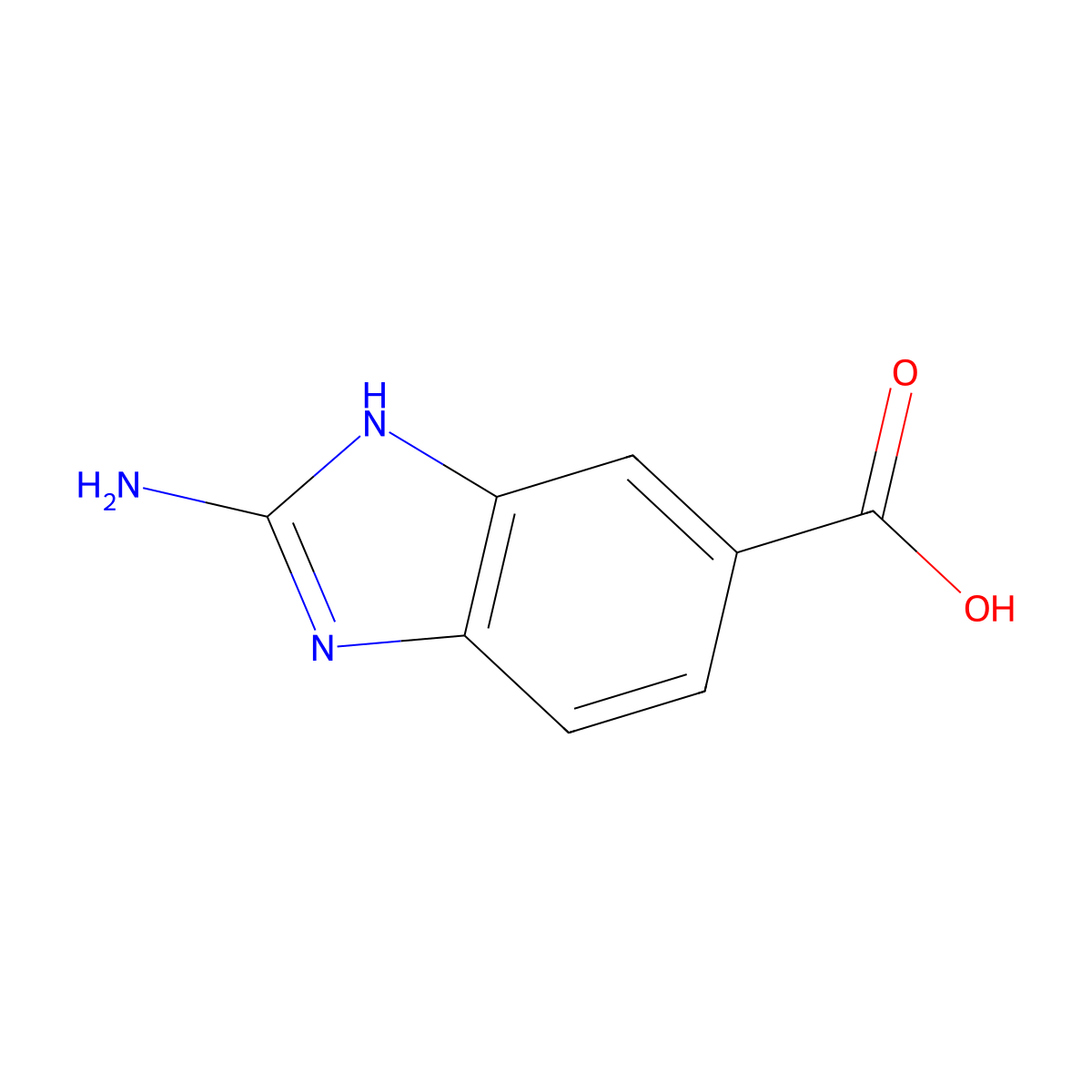 2-amino-1H-1,3-benzodiazole-5-carboxylic acid molecular structure, CAS 76391-97-4