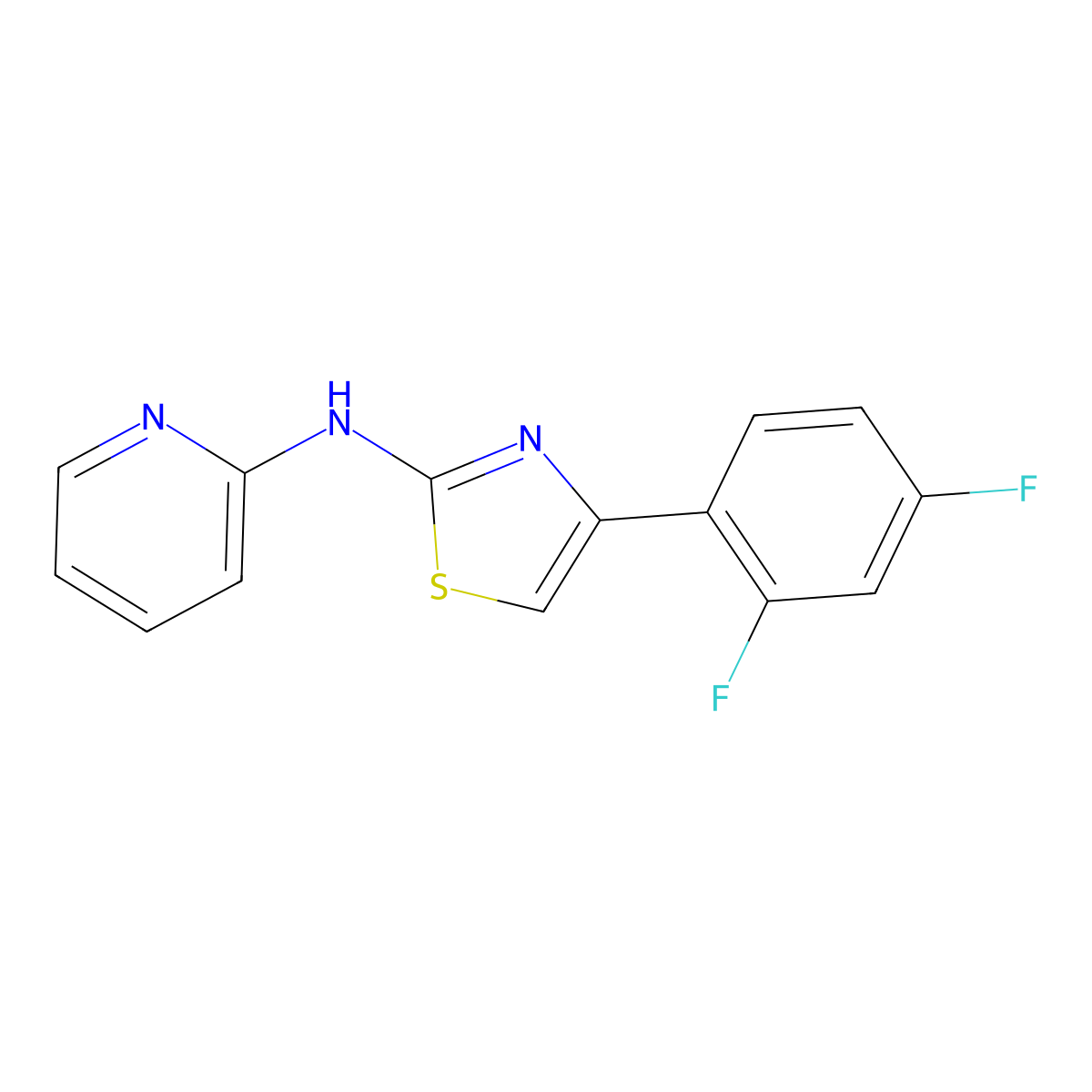 4-(2,4-difluorophenyl)-N-pyridin-2-yl-1,3-thiazol-2-amine molecular structure, CAS 763921-12-6