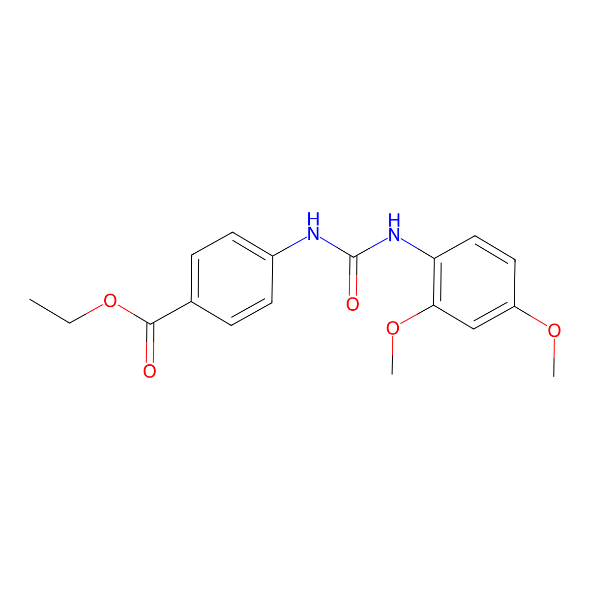 Ethyl 4-[(2,4-dimethoxyphenyl)carbamoylamino]benzoate molecular structure, CAS 76393-44-7