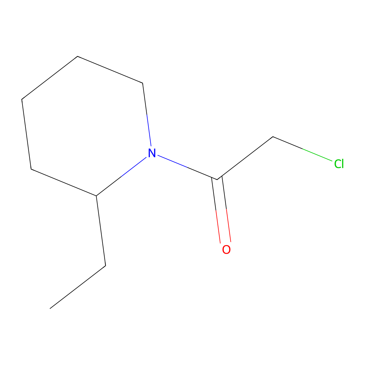 2-Chloro-1-(2-ethylpiperidin-1-yl)ethan-1-one molecular structure, CAS 76395-72-7