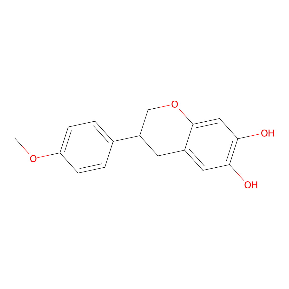 3,4-Dihydro-3-(4-methoxyphenyl)-2H-1-benzopyran-6,7-diol molecular structure, CAS 76397-87-0