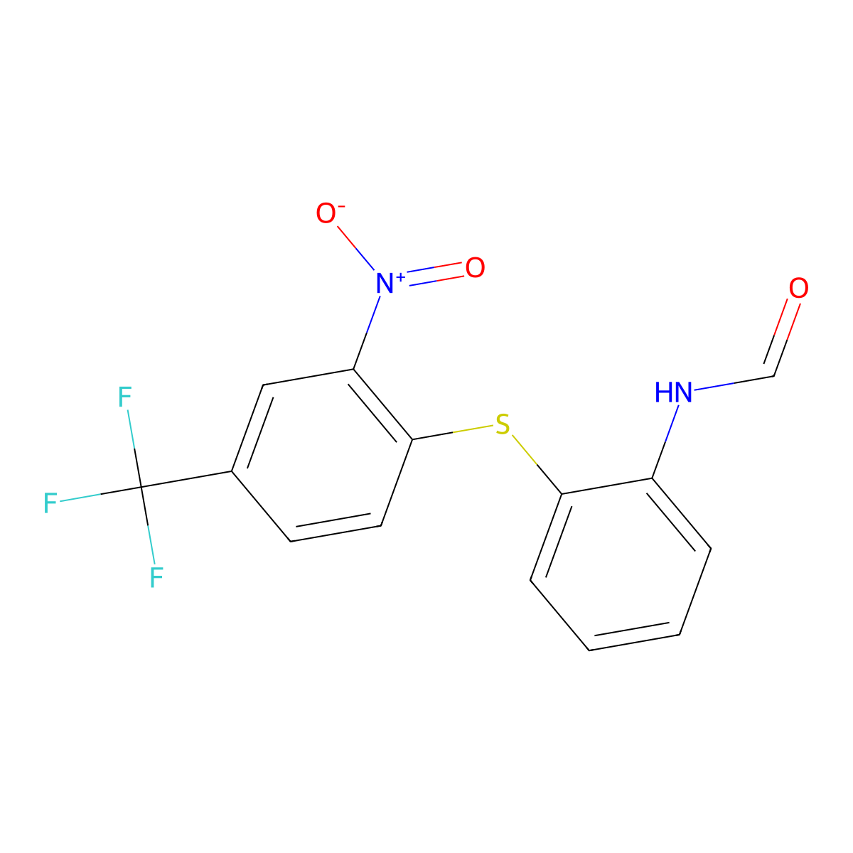 N-(2-{[2-nitro-4-(trifluoromethyl)phenyl]sulfanyl}phenyl)formamide molecular structure, CAS 7641-28-3