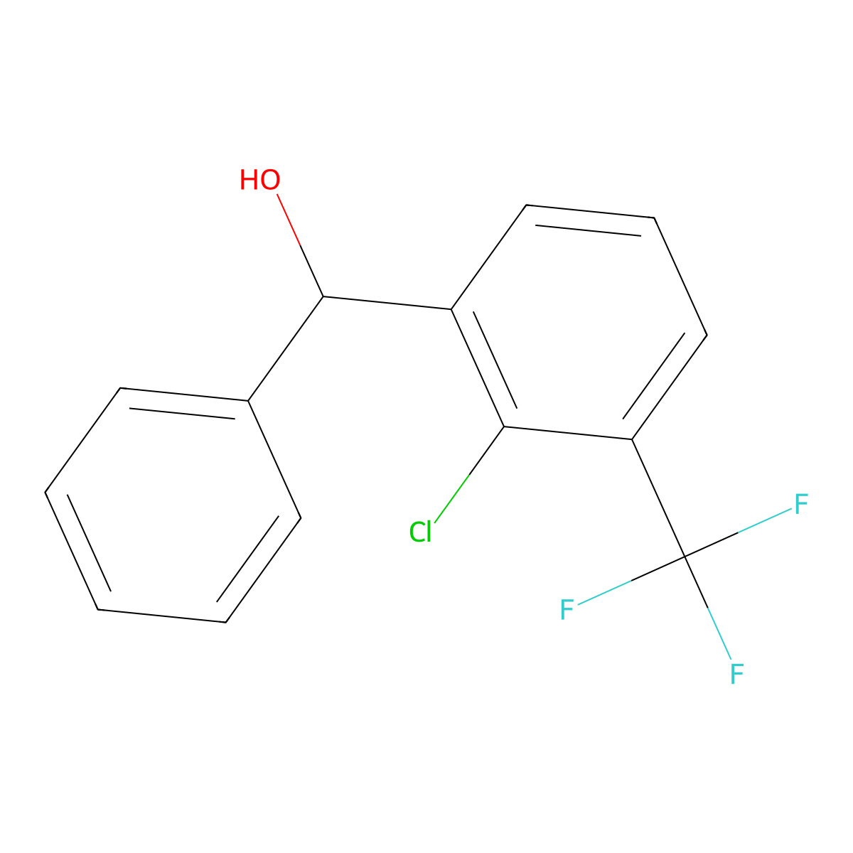 (2-Chloro-3-(trifluoromethyl)phenyl)(phenyl)methanol molecular structure, CAS 7641-30-7