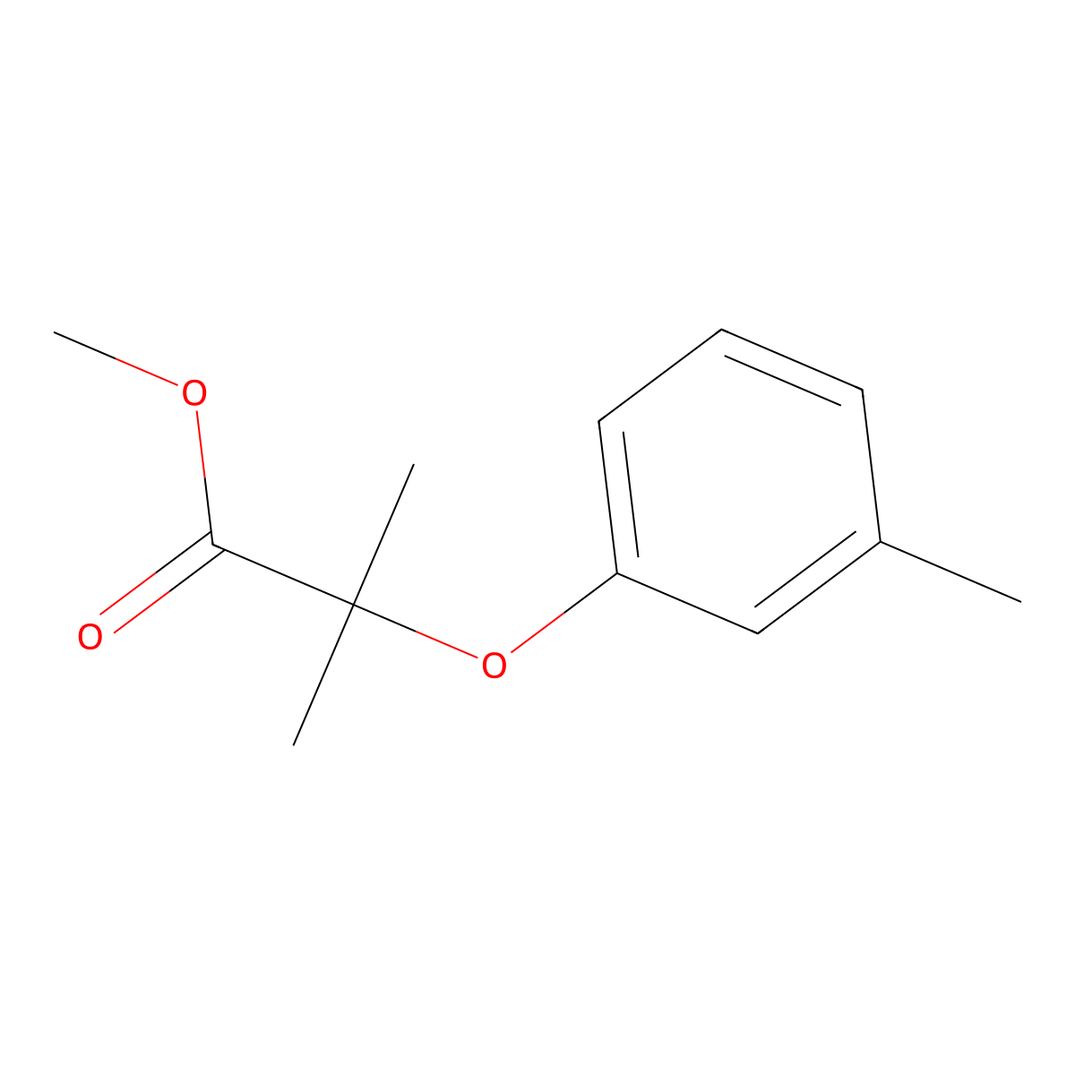 Methyl 2-methyl-2-(3-methylphenoxy)propanoate molecular structure, CAS 76410-68-9