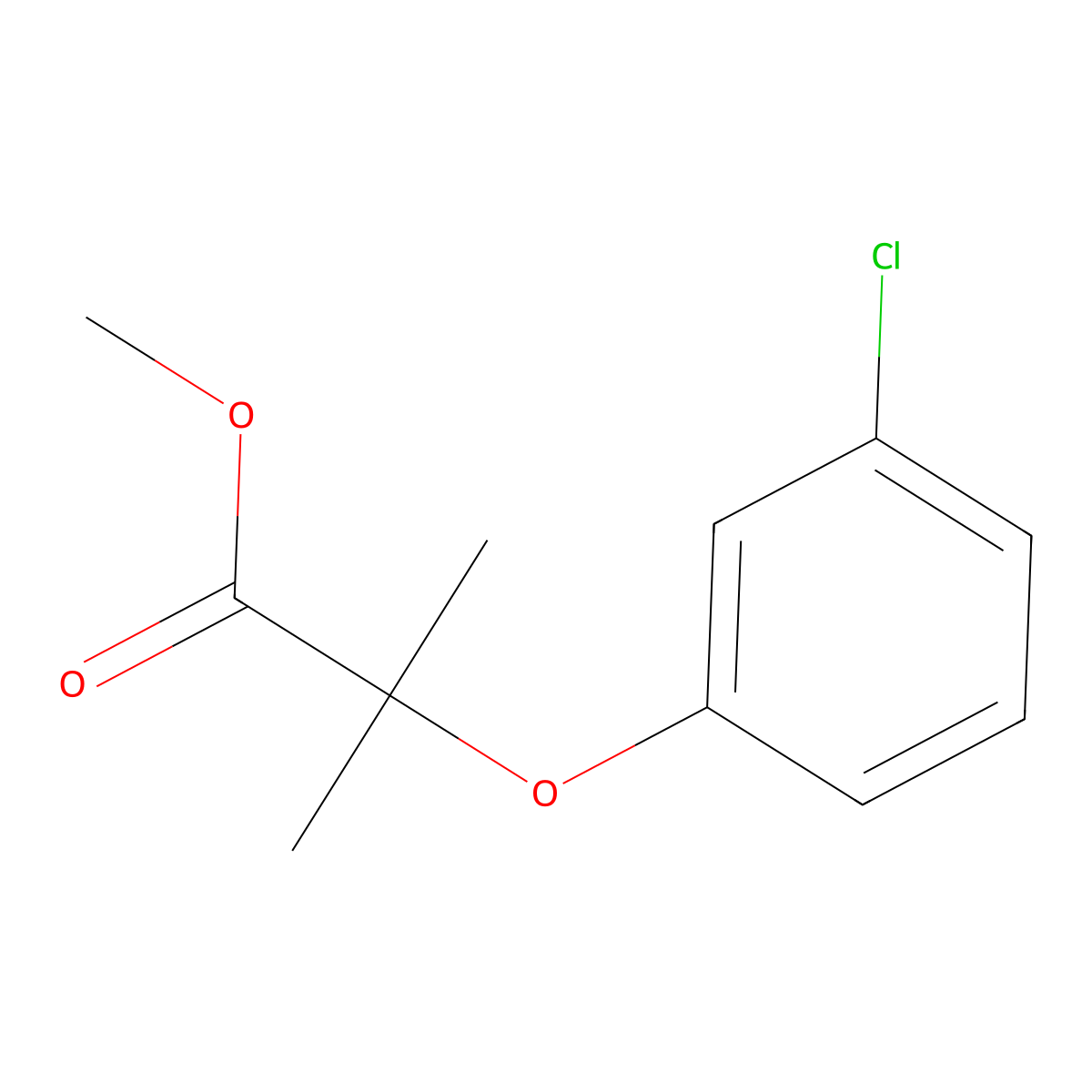 Methyl 2-(3-chlorophenoxy)-2-methylpropanoate molecular structure, CAS 76410-70-3