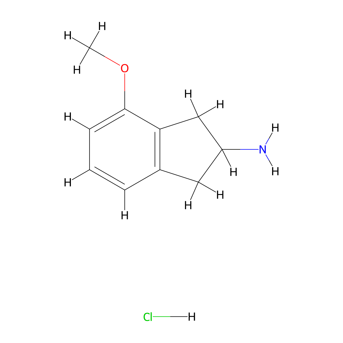 4-Methoxy-2,3-dihydro-1H-inden-2-amine hydrochloride molecular structure, CAS 76413-93-9