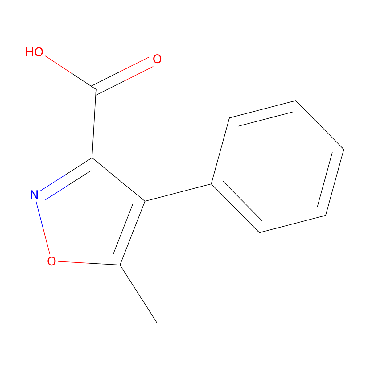 5-Methyl-4-phenylisoxazole-3-carboxylic acid molecular structure, CAS 76422-61-2