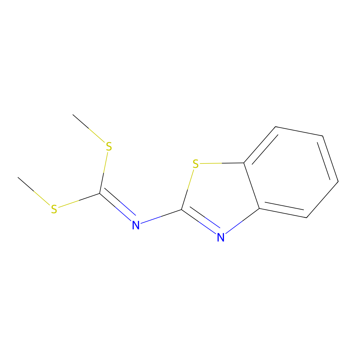 Dimethyl 1,3-benzothiazol-2-yldithioimidocarbonate molecular structure, CAS 76423-99-9