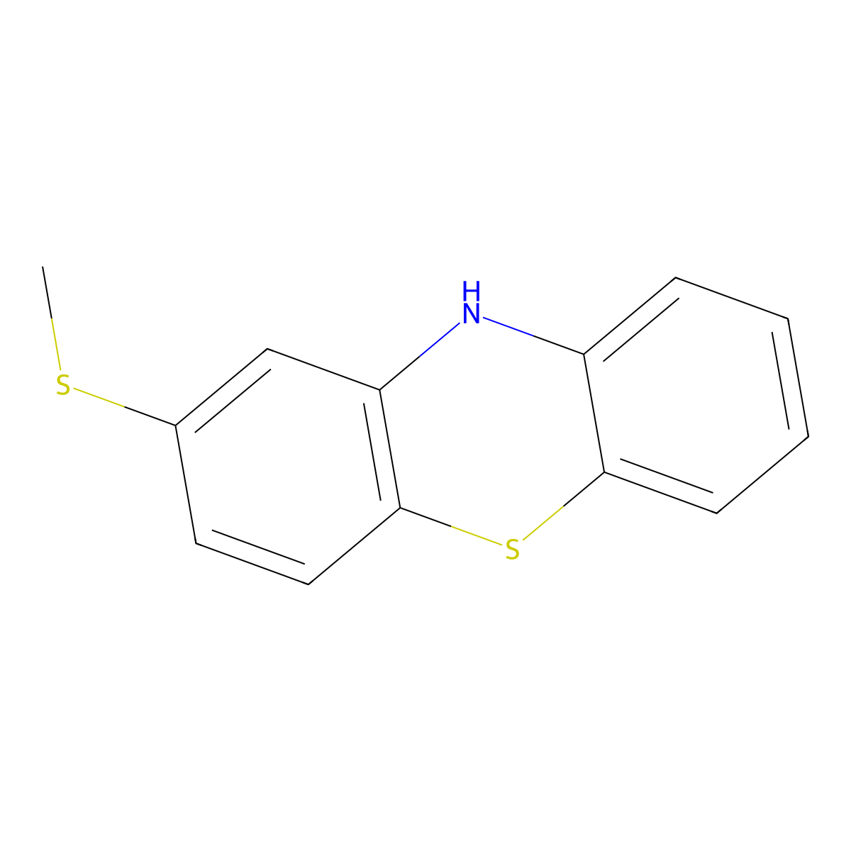 10H-Phenothiazine, 2-(methylthio)- molecular structure, CAS 7643-08-5